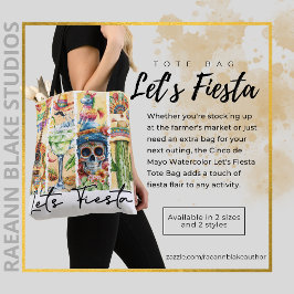 Cinco de Mayo Watercolor Let's Fiesta Tote Bag