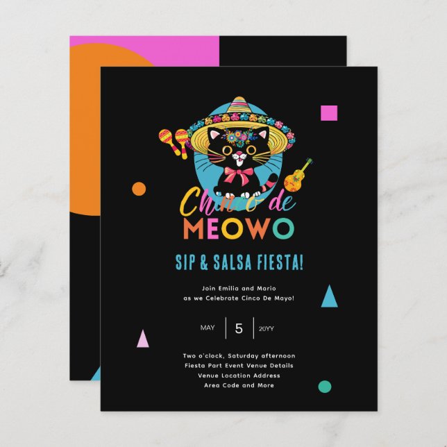 Cinco De Meowo Divertido Festa Cat Mayo (Frente/Verso)