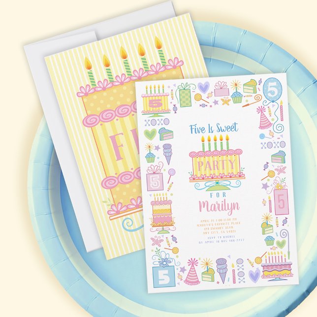 Cinco é doce convite de aniversário de 5 (Criador carregado)