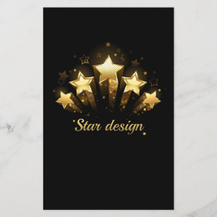 Cinco estrelas douradas a preto
