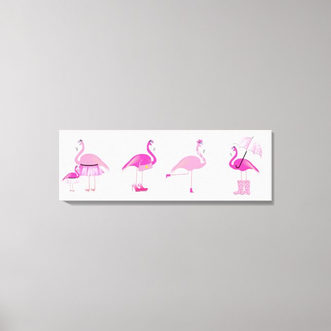 Cinco Flamingo Rosa - Canvas (Frente)