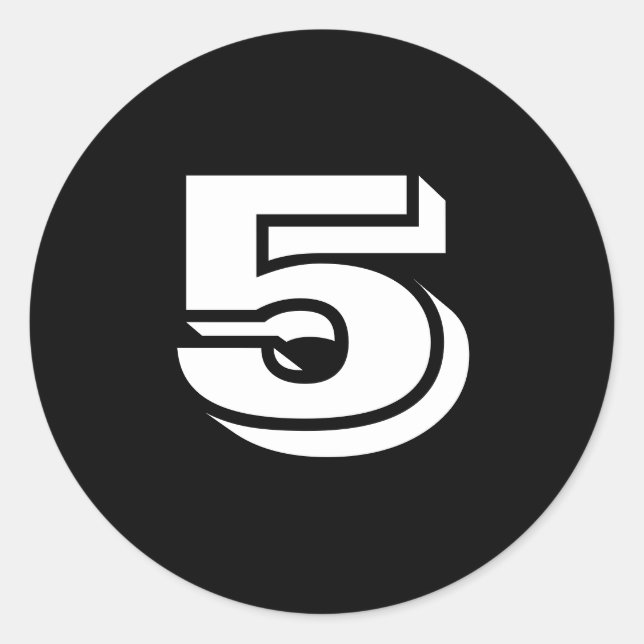 Cinco pequenos adesivos redondos com número preto  (Frente)