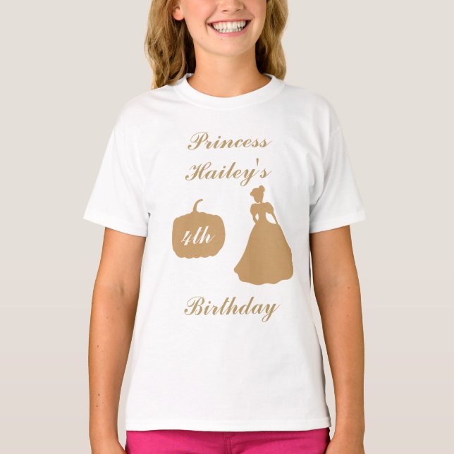 Cinderela Aniversário Princesa T-Shirt (Frente)
