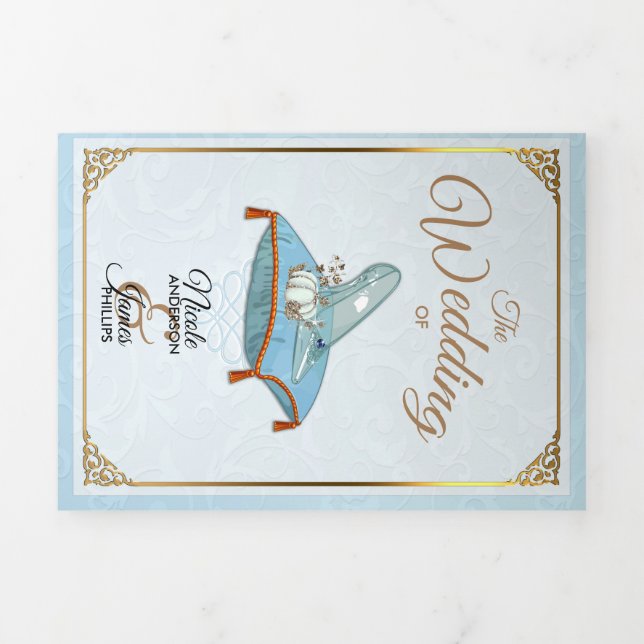 Cinderela Programa de Casamento Azul Elegante em T (Cobrir)