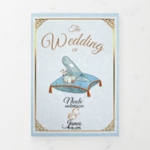 Cinderela Programa de Casamento Azul Elegante em T