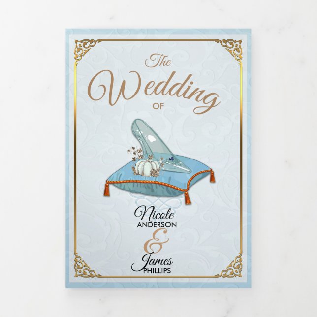 Cinderela Programa de Casamento Azul Elegante em T (Cobrir)