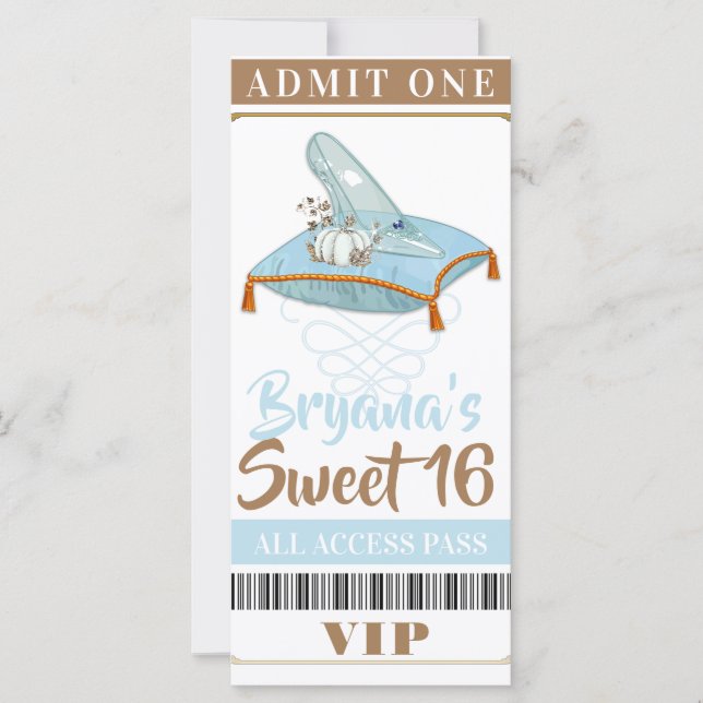 Cinderella Slipper Princess Sweet 16 Partido VIP (Frente)