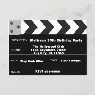 Cineasta Cinema Clapper Hollywood Convite