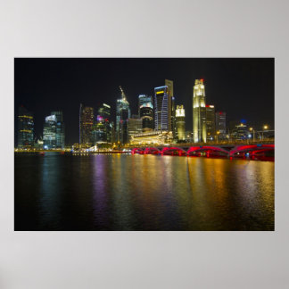 Cingapura ao longo do rio Night Poster