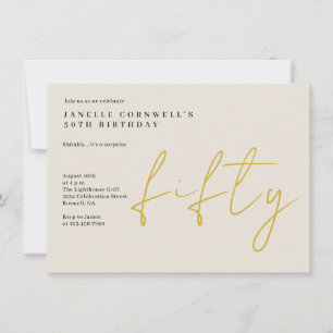 Cinquenta Dourado 50º Convite para Festas de ani