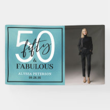 Cinquenta & Fabuloso Teal Script Aniversário de 50