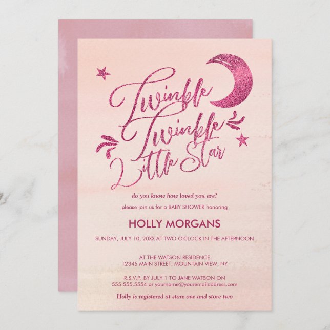 Cintilação dos convites do chá de fraldas pouco (Frente/Verso)