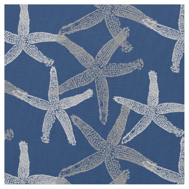cinza abstrato de peixe-estrela tecido branco azul (Detalhe)