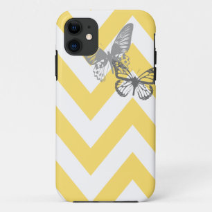 Cinza amarelo das capas de iphone das borboletas