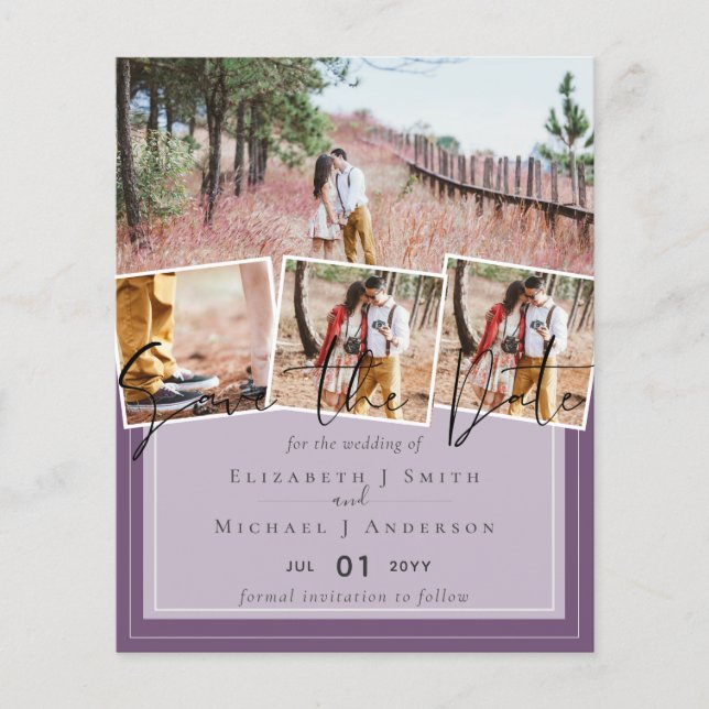 Cinza Amarelo Roxo Tendências de Cor Casamento de  (Frente)