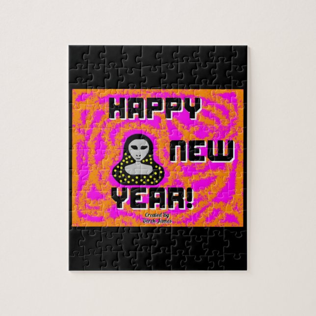 Cinza Ano Novo Deseja Quebra-cabeça de 20,3 cm x 2 (Vertical)