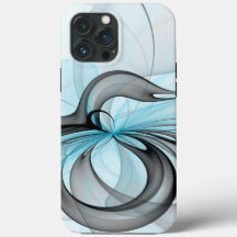 Cinza Antracite Arte Fractal Azul Moderna