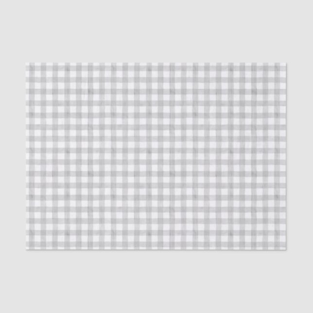 Cinza Aquarela Papel Tecido Gingham (Frente )