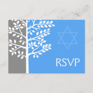Cinza Árvore Azul do Bar de Vida Mitzvah RSVP