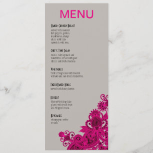 Cinza asteca do fuschia do menu do comensal de