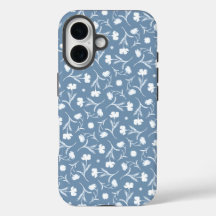 Cinza Azul Branco Liberdade Padrão Floral Elegante