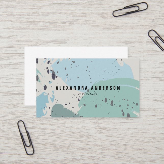 Cinza Azul Moderno - Cartão de visita (Frente/Verso In Situ)