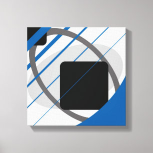 Cinza Azul Moderno, Preto e Branco - Canvas