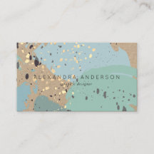 Cinza Azul Pincel Trave Cartão de visita de Papel