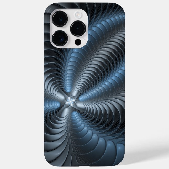 Cinza Azul Plástico Arte Fractal 3D Abstrato (Verso)