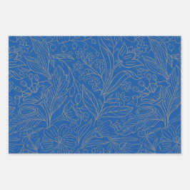 Cinza Azul, Prata, papel de enrolamento floral mod
