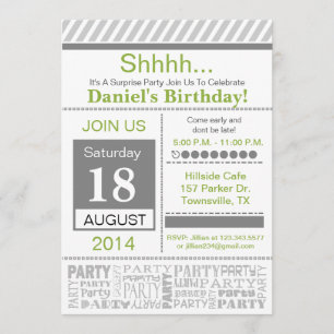 Cinza básico do convite de aniversário moderno