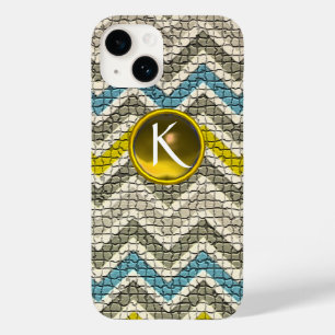CINZA BRANCA AMARELA AZUL MOSAIC CHEVRONS GEM MONG