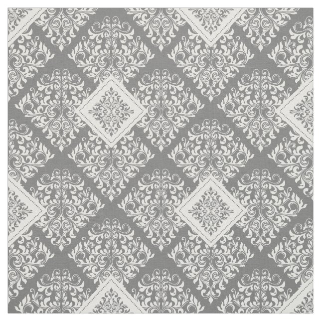 cinza branca barroca ornamentado Tecido (Modelo)
