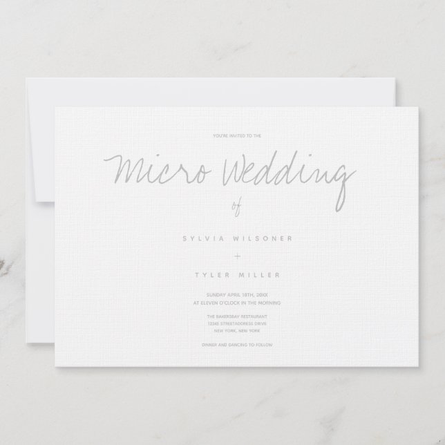 Cinza Branca de Micro Casamento Horizontal (Frente)