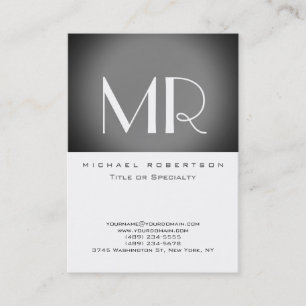 Cinza branco monograma Stripe Cartão de visita par
