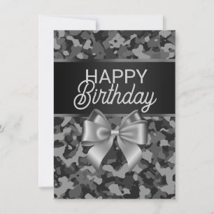 Cinza Camo e Arco Feliz Cartão de Aniversário