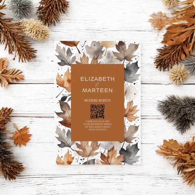 Cinza Castanha Autumn Deixa Convite Para Casamento (Criador carregado)