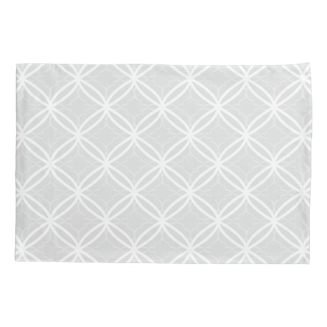 Cinza Chic e Padrão Geométrico de Treliça Branco (Verso)