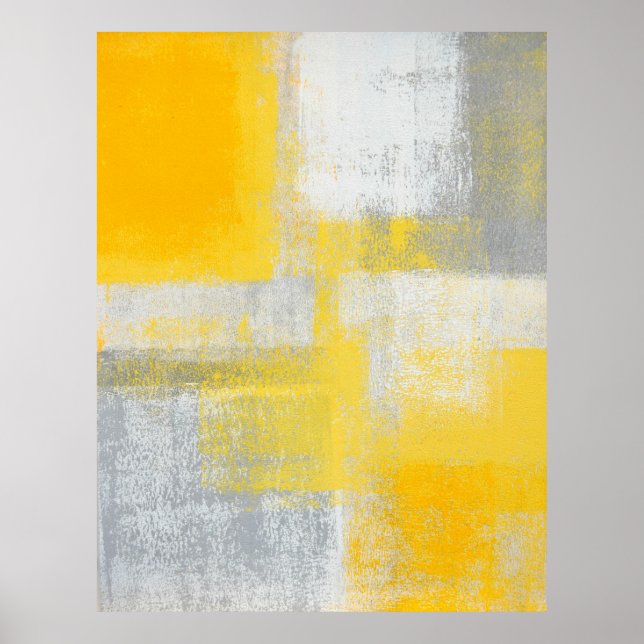cinza 'Cliff' e Poster Abstrato amarelo (Frente)