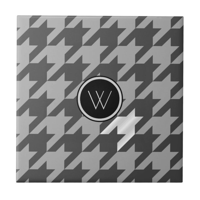 Cinza com Azulejo Houndstooth de Destaque de Silve (Frente)