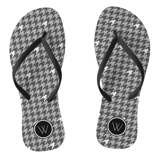 Cinza com Chinelos Houndstooth de Destaque de Silv (Pé da cama)
