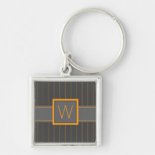 Cinza com Pinstripes laranja Chaveiro