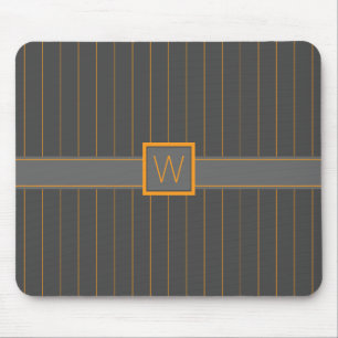 Cinza com Pinstripes Mousepad Laranja