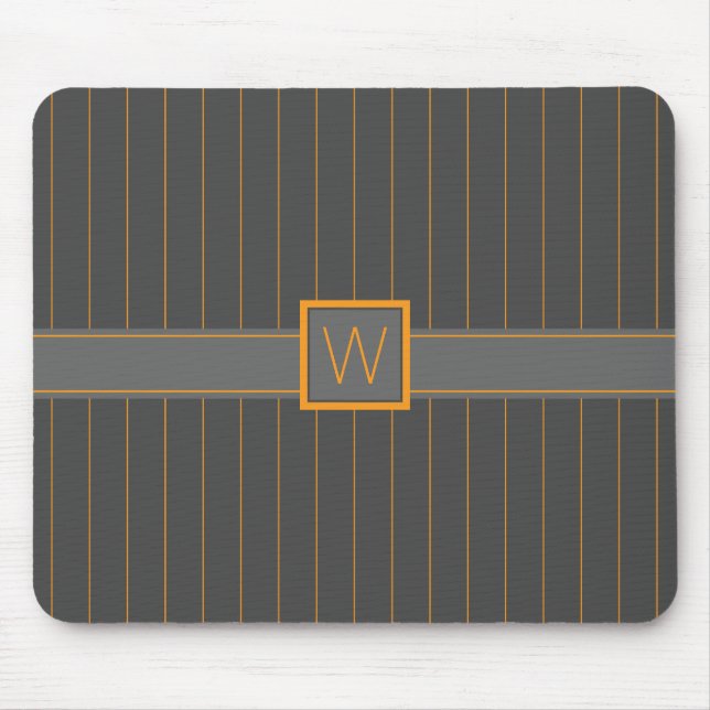 Cinza com Pinstripes Mousepad Laranja (Frente)