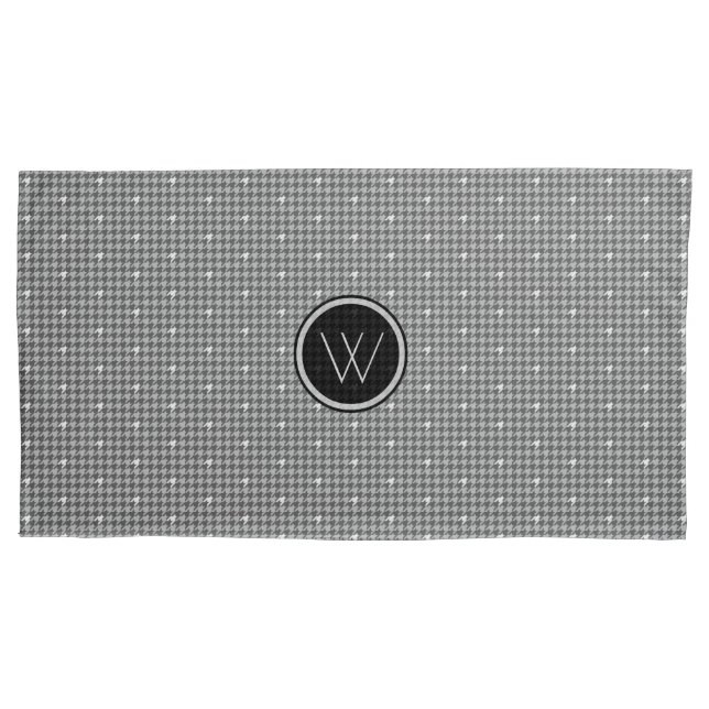 Cinza com Travesseiro Houndstooth de Destaque de S (Frente)