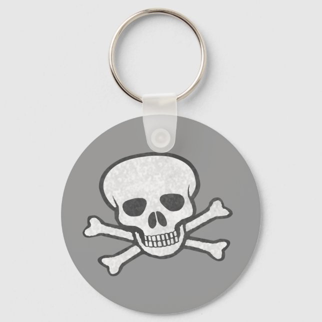 Cinza Crânio e Crossbones Chaveiro (Frente)