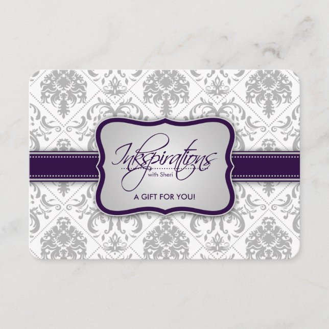 Cinza Damask and EggPlant Purple Gift Certificate (Frente)