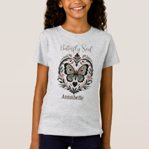 Cinza de Alma de Borboleta Boho T-Shirt