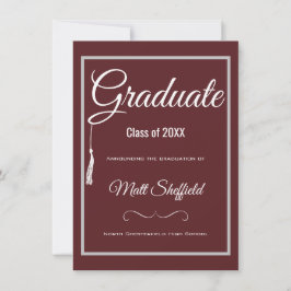 Cinza de Anúncio de Graduação de Tassel e Maroon