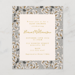 Cinza de Boho Dourada Chá de fraldas Floral